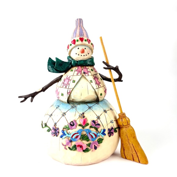 Jim Shore-"Winter's Warmth" Snowman/Broom figurine #112249 - Picture 2 of 8